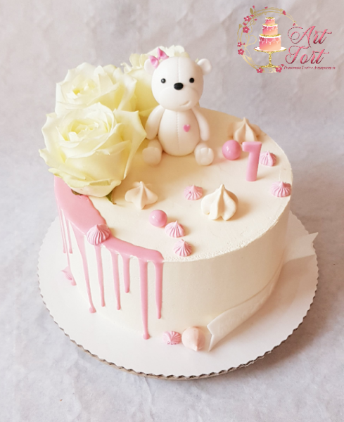 TORT Z MISIEM I RÓŻAMI 2